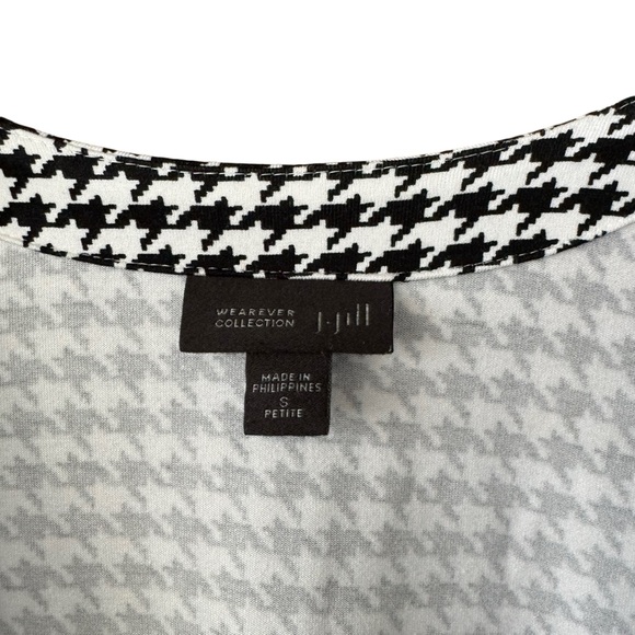 J Jill Wearever Collection Petites Houndstooth Open Front Cardigan Sweater PS SP - Picture 2 of 6